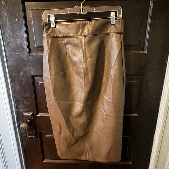 Babaton Brown Faux Leather Pencil Skirt - Picture 2 of 5